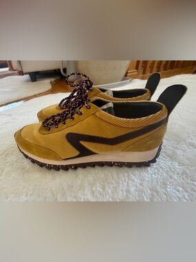 rag & bone Mustard Yellow Corduroy Sneakers with Brown Accents